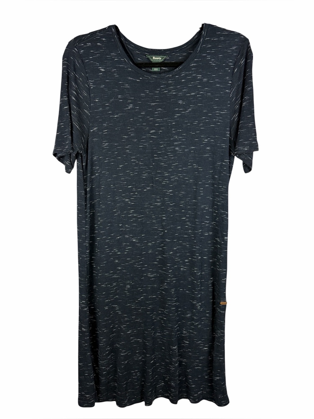 Roots Canada Navy Space Dye Viscose T-Shirt Midi Dress Side Slits Small